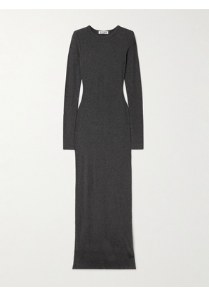 ÉTERNE - Long Sleeved Crew Neck Ribbed Stretch-jersey Maxi Dress - Gray - x small,small,medium,large,x large