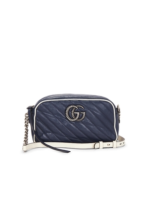 FWRD Renew Gucci GG Marmont Shoulder Bag in Navy.