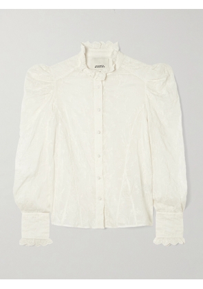 MARANT ÉTOILE - Zorica Ruffled Embroidered Cotton And Silk-blend Voile Blouse - White - FR 34,FR 36,FR 38,FR 40,FR 42,FR 44