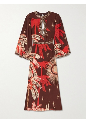 Johanna Ortiz - Leyenda Del Tiempo Open-back Printed Silk Crepe De Chine Maxi Dress - Brown - US0,US2,US4,US6,US8,US10