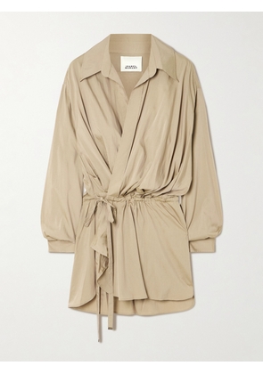 Isabel Marant - Keren Belted Gathered Modal-blend Wrap Blouse - Green - FR 34,FR 36,FR 38,FR 40,FR 42,FR 44