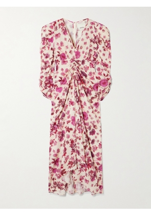 Isabel Marant - Albini Gathered Printed Silk-blend Midi Dress - Pink - FR 34,FR 36,FR 38,FR 40,FR 42,FR 44,FR 46
