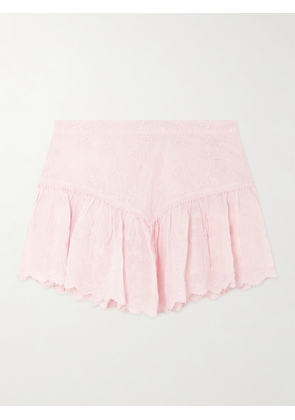 Isabel Marant - Zoelia Embroidered Scalloped Cotton And Silk-blend Mini Skirt - Pink - FR 34,FR 36,FR 38,FR 40,FR 42,FR 44