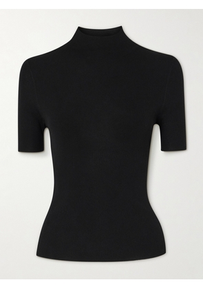 Theory - Leenda Ribbed Merino Wool Mock-neck Sweater - Black - x small,small,medium,large