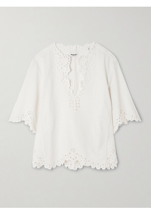 MARANT ÉTOILE - Shana Scalloped Broderie Anglaise Cotton Blouse - White - FR 34,FR 36,FR 38,FR 40,FR 42,FR 44