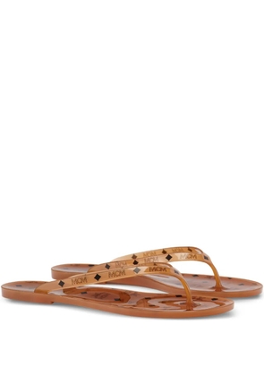 MCM monogram-print thong sandals - Brown