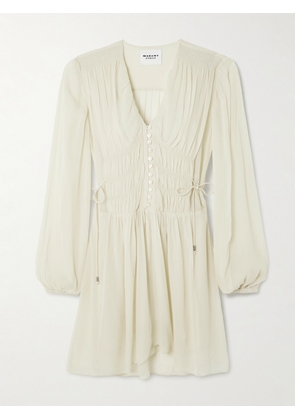 Marant Étoile - Loriena Tie-detailed Ruched Crepe De Chine Mini Dress - Ecru - FR 34,FR 36,FR 38,FR 40,FR 42,FR 44