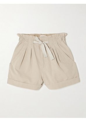 MARANT ÉTOILE - Nirma Pleated Cotton And Linen-blend Twill Shorts - Neutrals - FR 34,FR 36,FR 38,FR 40,FR 42,FR 44