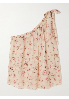 MARANT ÉTOILE - Loeva One-shoulder Tie-detailed Floral-print Crepe De Chine Top - Neutrals - FR 34,FR 36,FR 38,FR 40,FR 42,FR 44
