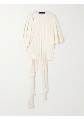 Sharon Wauchob - Thea Asymmetric Ruffled Cutout Silk Top - Ecru - FR 34,FR 36,FR 38,FR 40,FR 42