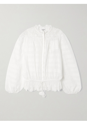 MARANT ÉTOILE - Polly Lace-trimmed Organic Cotton-voile Blouse - White - FR 34,FR 36,FR 38,FR 40,FR 42,FR 44
