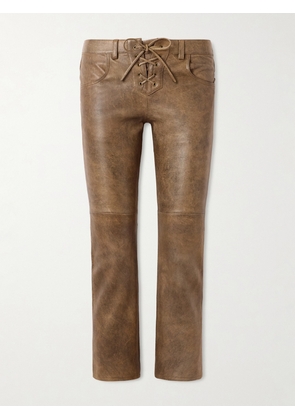 Isabel Marant - Vanel Lace-up Leather Slim-leg Pants - Brown - FR 34,FR 36,FR 38,FR 40,FR 42
