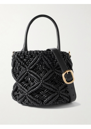 AMANU - The Zanzibar Woven Leather Shoulder Bag - Black - One size