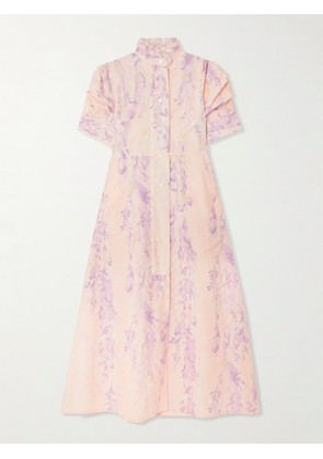 Thierry Colson - Venetia Ruffled Floral-print Cotton-poplin Midi Dress - Pink - x small,small,medium,large,x large