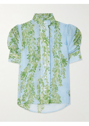 Thierry Colson - Vita Ruffled Floral-print Cotton-voile Shirt - Blue - x small,small,medium,large,x large