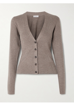 Brunello Cucinelli - Metallic Ribbed-knit Cardigan - Brown - xx small,x small,small,medium,large,x large