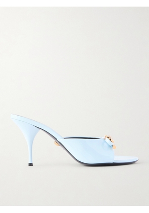 Versace - Opera Embellished Patent-leather Mules - Blue - IT36,IT36.5,IT37,IT37.5,IT38,IT38.5,IT39,IT39.5,IT40,IT40.5,IT41