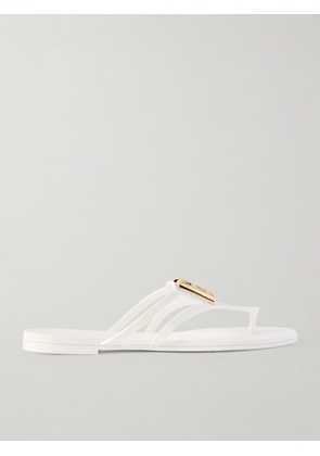 Dolce & Gabbana - Embellished Rubber Flip Flops - White - IT35,IT36,IT37,IT38,IT39,IT40,IT41,IT42