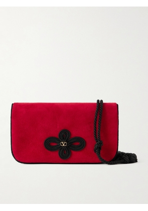 Valentino Garavani - Sans Fin Tasseled Cord-trimmed Suede Clutch - Red - One size