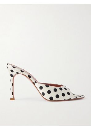 Amina Muaddi - Alexa Polka-dot Satin Mules - White - IT36,IT36.5,IT37,IT37.5,IT38,IT38.5,IT39,IT39.5,IT40,IT40.5,IT41,IT41.5,IT42