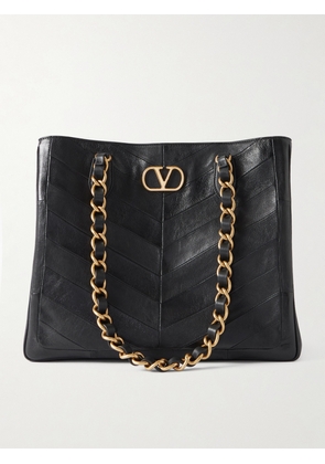 Valentino Garavani - Jean Chain-detailed Paneled Leather Tote - Black - One size