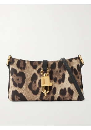 Dolce & Gabbana - Lock Leather-trimmed Leopard-print Satin-twill Shoulder Bag - Animal print - One size