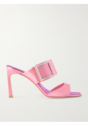 Roger Vivier - Trompette 85 Crystal-embellished Satin Mules - Pink - IT36,IT36.5,IT37,IT37.5,IT38,IT38.5,IT39,IT39.5,IT40,IT40.5,IT41,IT41.5,IT42