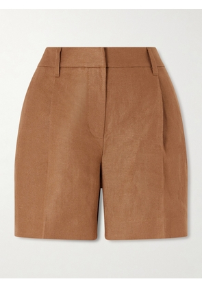 Brunello Cucinelli - Pleated Linen-twill Shorts - Brown - IT36,IT38,IT40,IT42,IT44,IT46,IT48