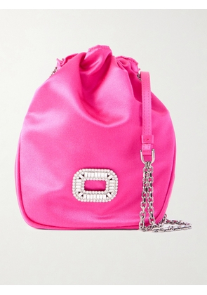 Roger Vivier - Pilgrim Nano Crystal-embellished Satin Shoulder Bag - Pink - One size