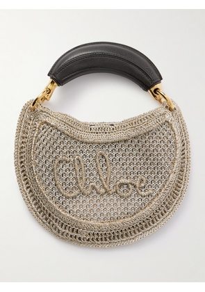 Chloé - Summer Banana Leather-trimmed Metallic Crocheted Tote - Silver - One size