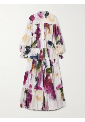 Aje - Cait Open-back Tiered Printed Cotton Maxi Dress - Cream - UK 4,UK 6,UK 8,UK 10,UK 12,UK 14,UK 16