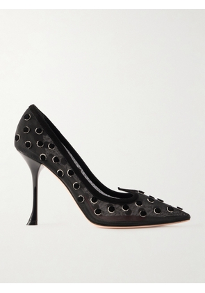 Roger Vivier - I Love Vivier Suede-trimmed Flocked Mesh Pumps - Black - IT36,IT36.5,IT37,IT37.5,IT38,IT38.5,IT39,IT39.5,IT40,IT40.5,IT41,IT41.5,IT42