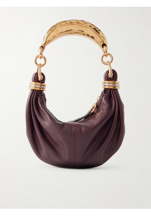 Chloé - Bracelet Embellished Textured-leather Shoulder Bag - Burgundy - One size