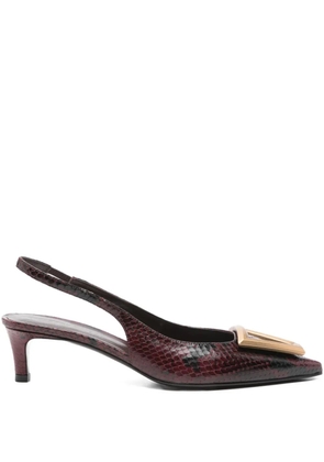 Roberto Festa 45mm snakeskin-embossed leather slingback mules - Red