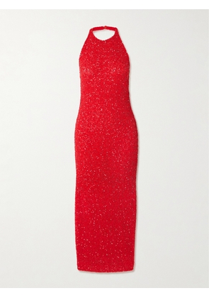 TOVE - Collette Sequin-embellished Mesh Halterneck Maxi Dress - Red - FR 34,FR 36,FR 38,FR 40,FR 42