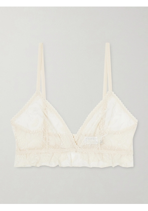 Eres - Clochette Embroidered Mesh Triangle Bra - Cream - 36A,34B,36B,34C,36C