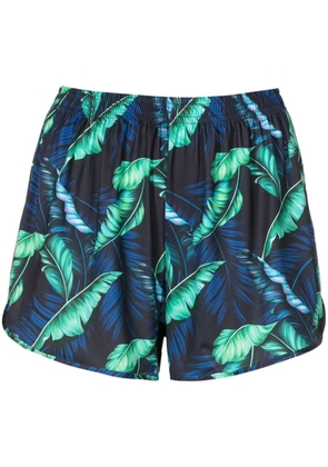 Lygia & Nanny Lee leaf-print mini shorts - Blue