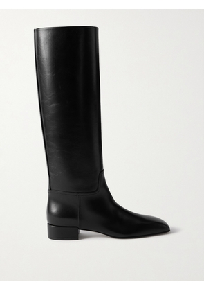 CHRISTEN - Classic Square Leather Knee Boots - Black - IT35,IT36,IT37,IT38,IT39,IT40,IT41