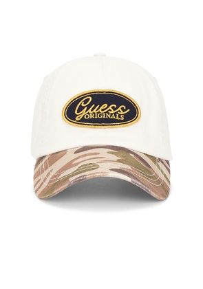 Guess Originals Vintage Trucker Hat in Cream.