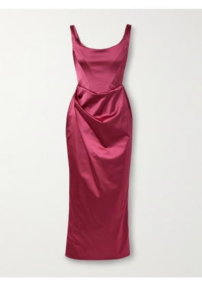 Vivienne Westwood - Suzie Draped Satin Midi Dress - Purple - UK 6,UK 8,UK 10,UK 12,UK 14