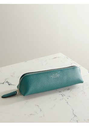 Smythson - Panama Textured-leather Pencil Case - Blue - One size