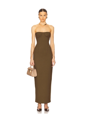 Helsa The Linear Suiting Dress in Olive. Size L. Also in M, S, XL, XS.