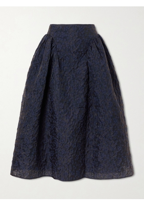 Cecilie Bahnsen - Fabiola Embroidered Cotton-blend Cloqué Midi Skirt - Blue - UK 8,UK 10,UK 12