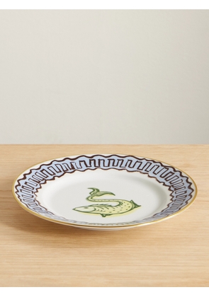 GINORI 1735 - + Luke Edward Hall Il Viaggio Di Nettuno Gold-plated Porcelain Dessert Plate - White - One size