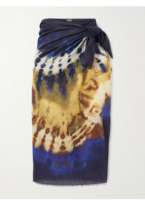 ALÉMAIS - Martine Frayed Tie-dyed Organic Cotton Pareo - Blue - One size
