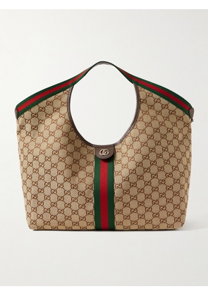 Gucci - Giglio Large Leather-trimmed Canvas-jacquard Tote - Neutrals - One size