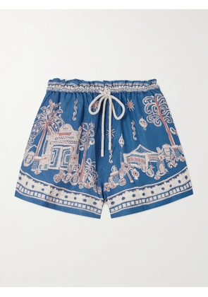 ALÉMAIS - Acacia Printed Linen Shorts - Blue - UK 4,UK 6,UK 8,UK 10,UK 12,UK 14,UK 16