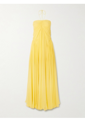 Cult Gaia - Ritz Gathered Silk-chiffon Halterneck Maxi Dress - Yellow - US0,US2,US4,US6,US8