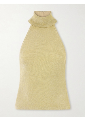 Cult Gaia - Wake Ribbed Metallic Halterneck Top - Gold - xx small,x small,small,medium,large,x large