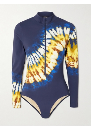 ALÉMAIS - Martine Tie-dye Half-zip Swimsuit - Blue - xx small,x small,small,medium,large,x large
